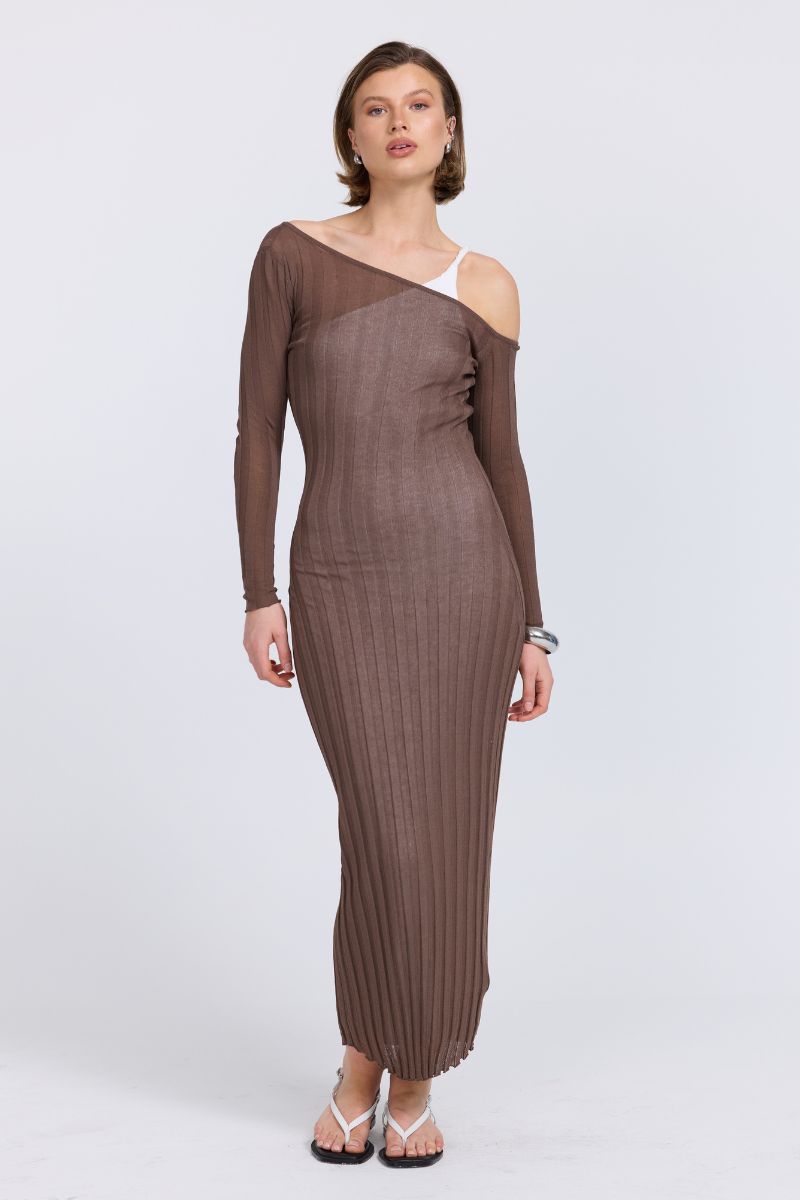 DUALITY LAYERED DRESS - TRUFFLE/OFF WHITE