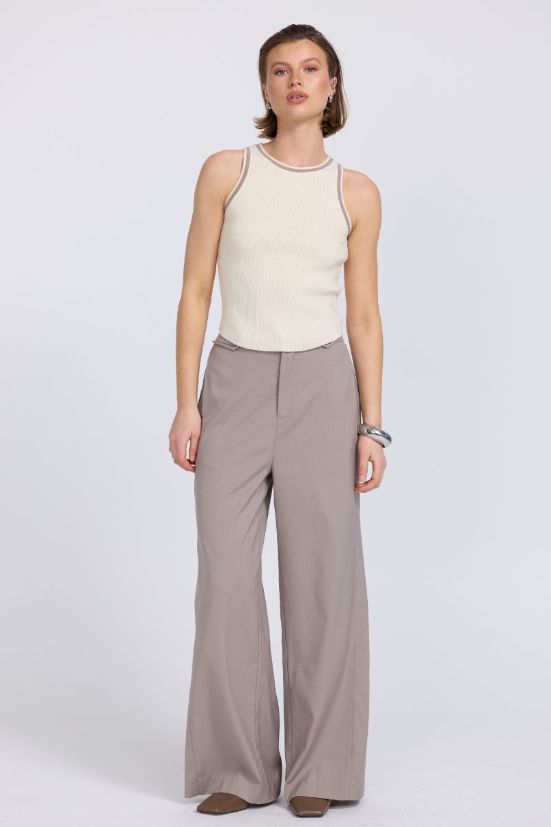 AIMEE COMBO CONTRAST CARDI - CREAM