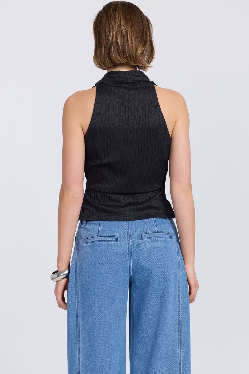 NOSTALGIA MESH TOP - BLACK