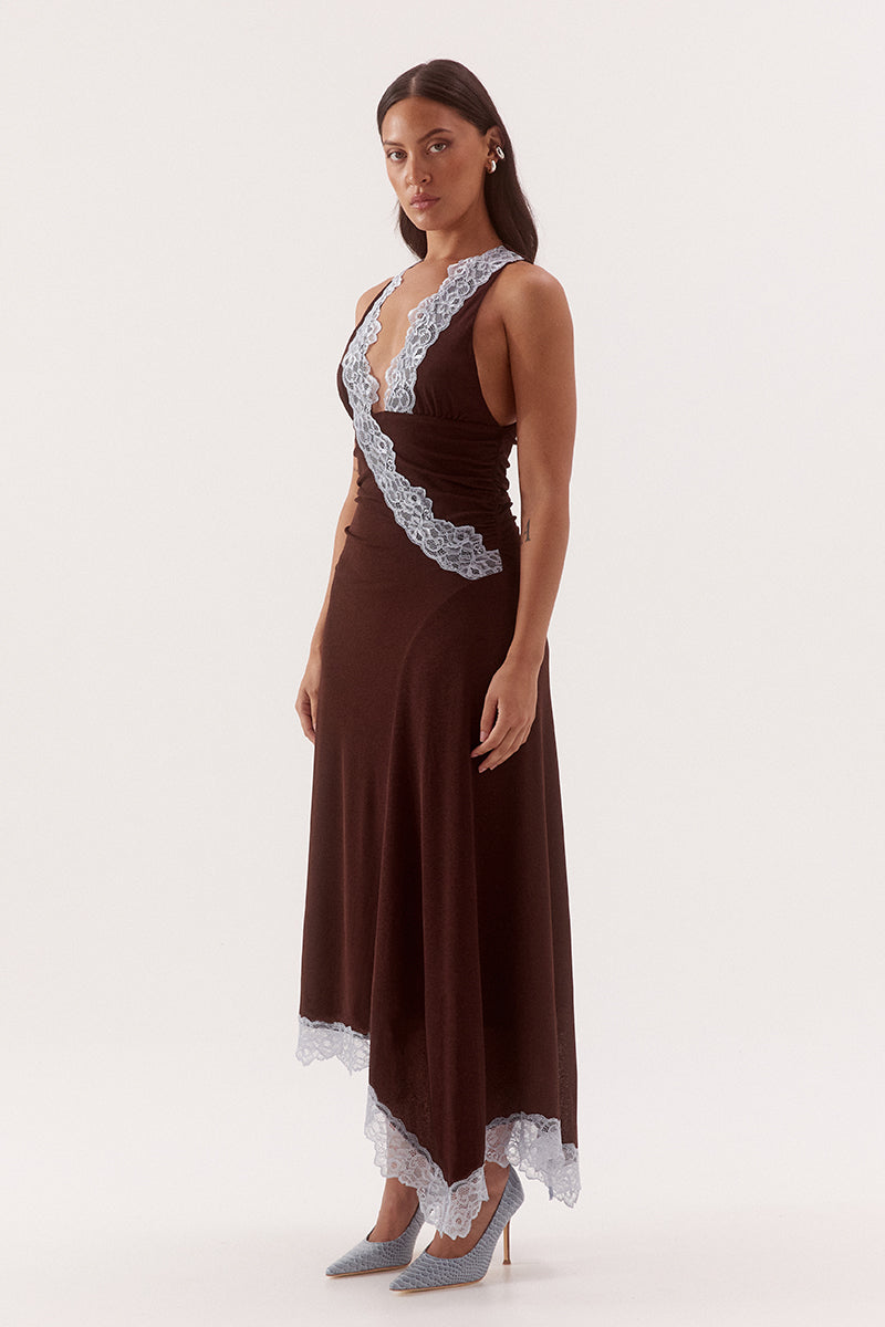 HARLOW DRESS - CHOC/SKY