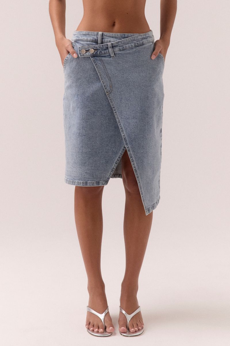 ETCH DENIM SKIRT - HERITAGE BLUE