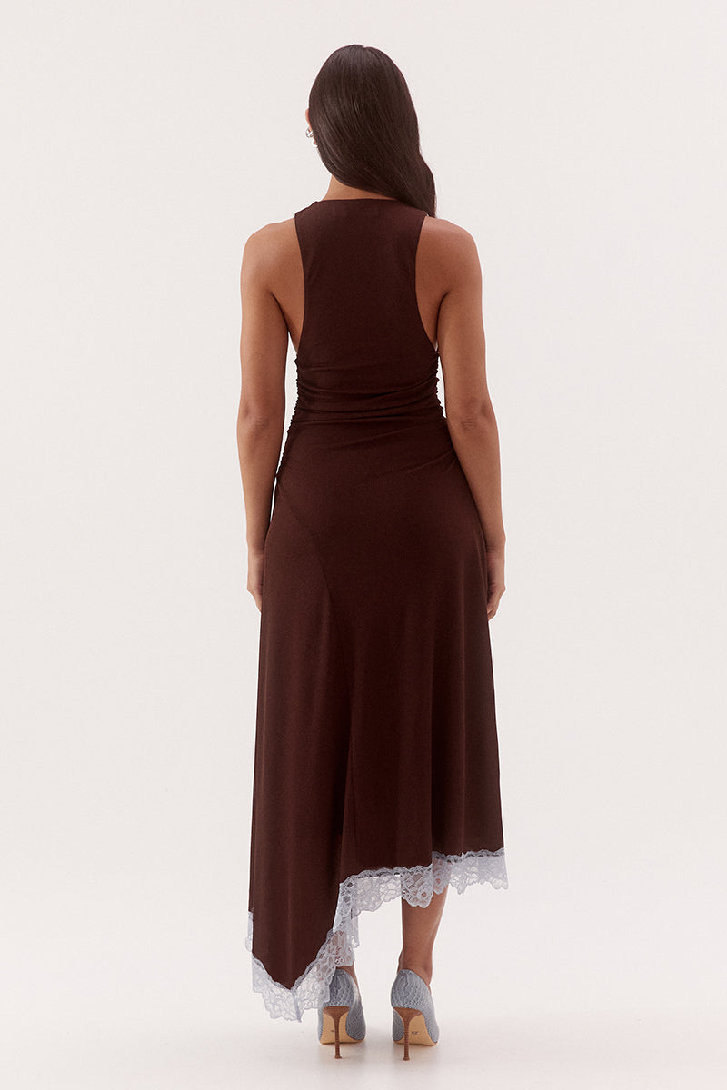 HARLOW DRESS - CHOC/SKY
