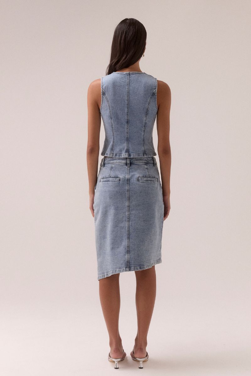 ETCH DENIM SKIRT - HERITAGE BLUE