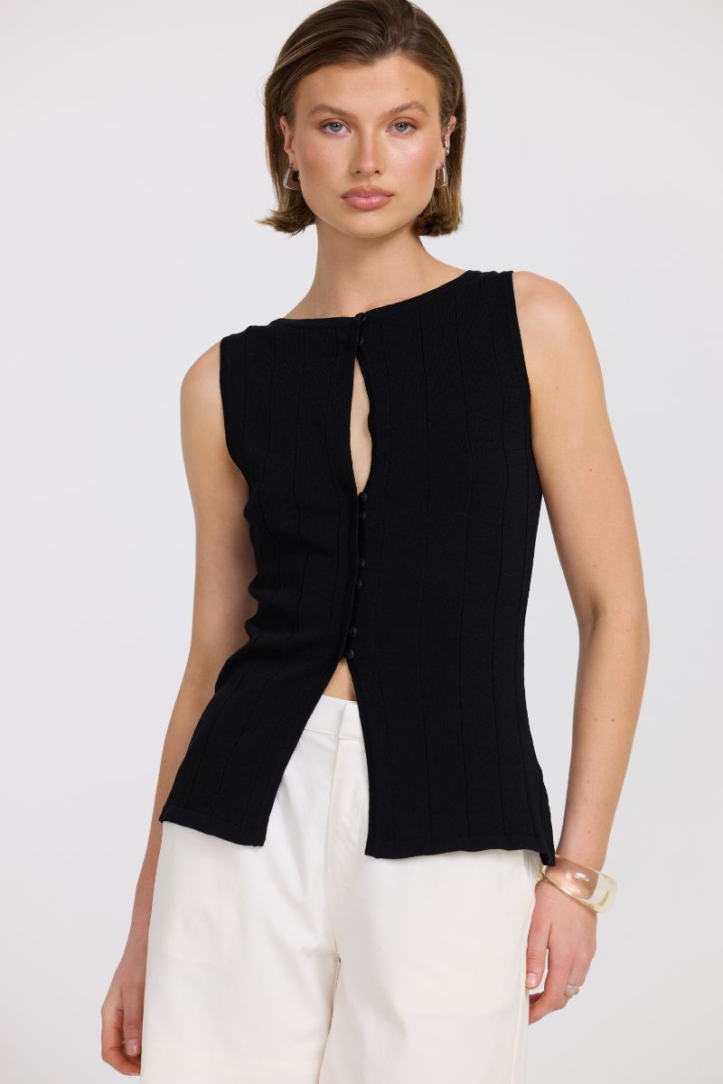 TRANQUIL KNIT TOP - BLACK