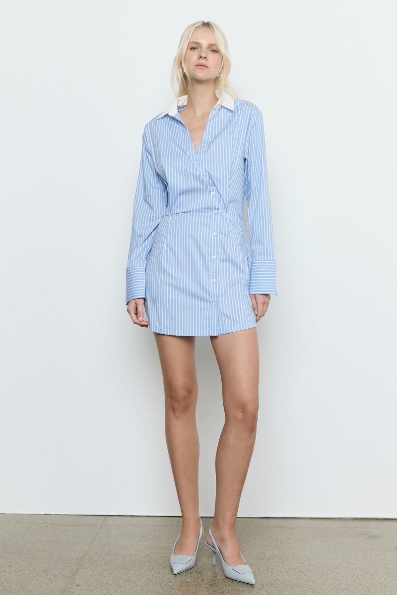 LAIA SHIRT DRESS - BLUE STRIPE
