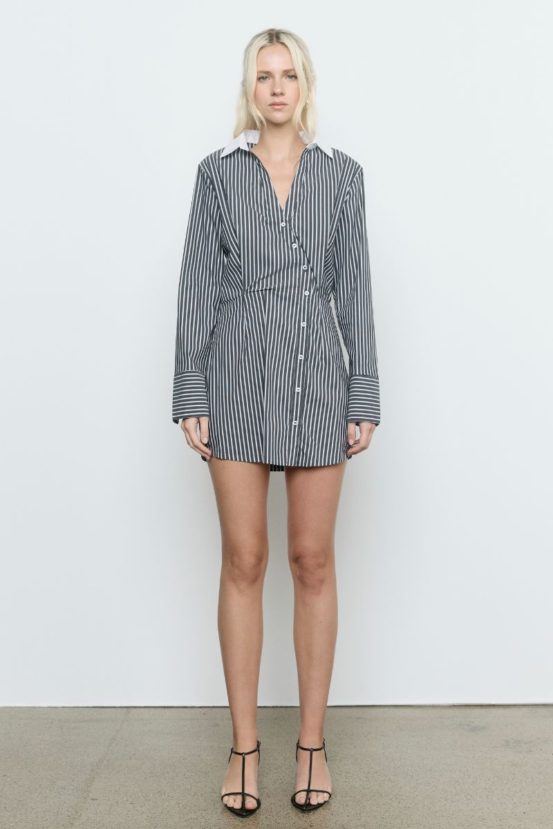 LAIA SHIRT DRESS - BLACK STRIPE