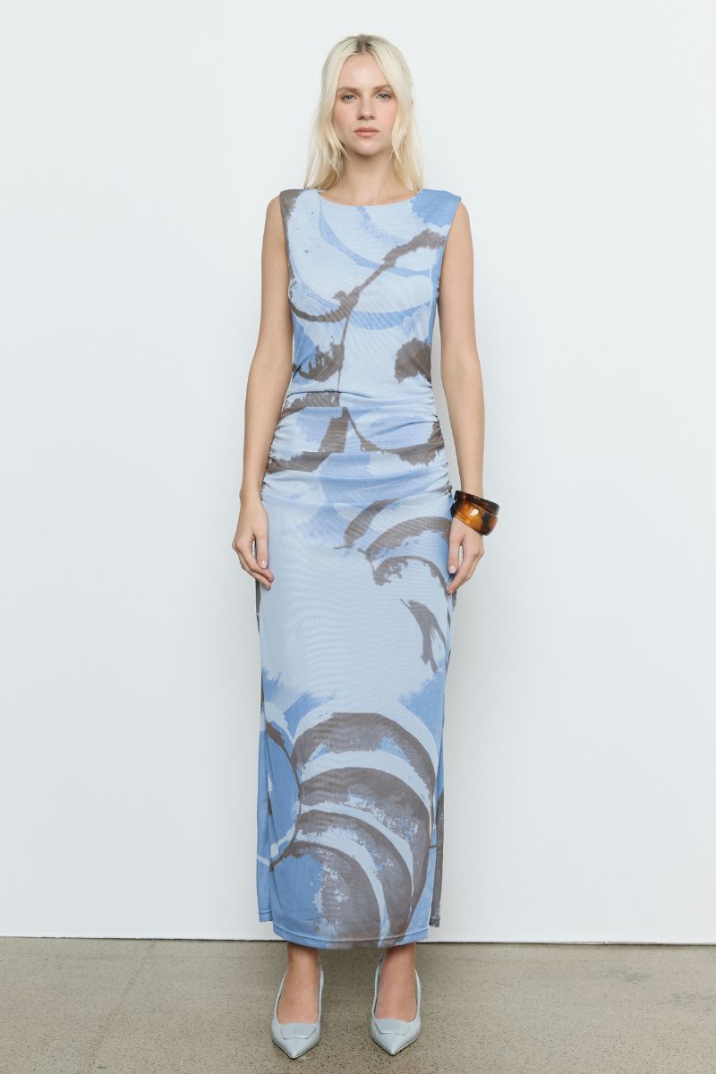 WHIRL MESH DRESS - SLATE