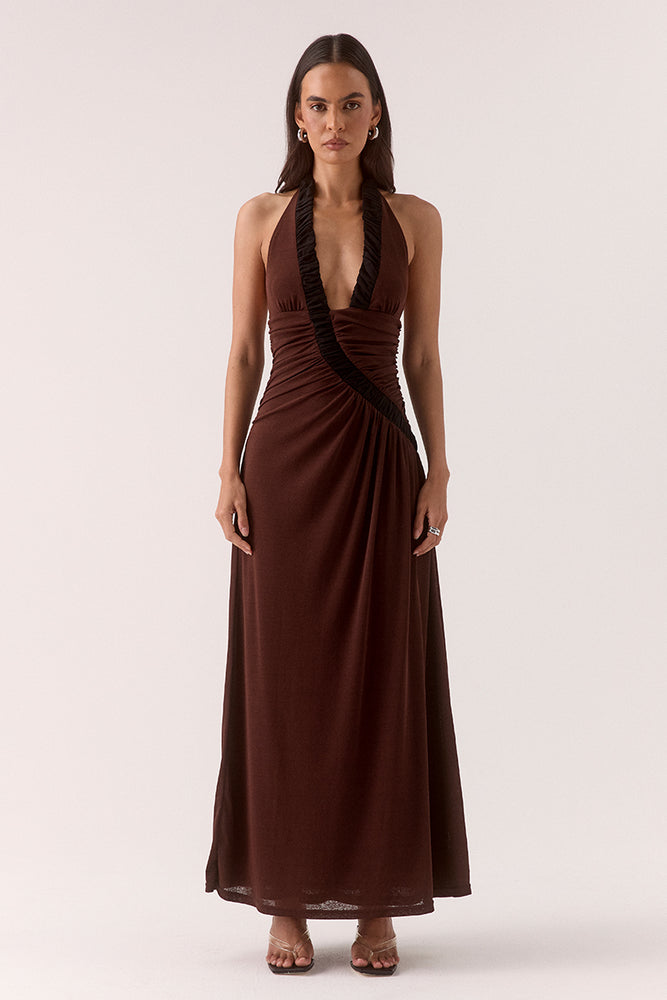 ALORA MAXI DRESS - GANACHE / BLACK