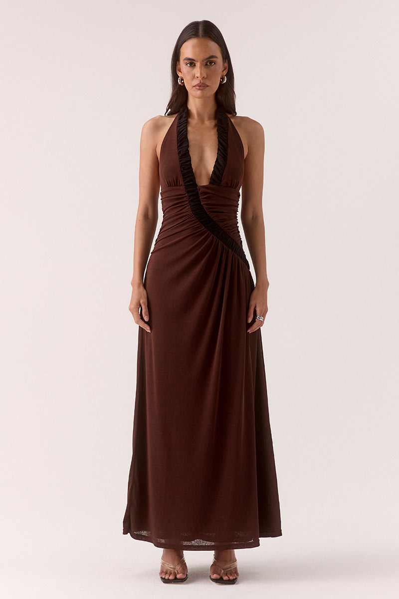 ALORA MAXI DRESS - GANACHE / BLACK