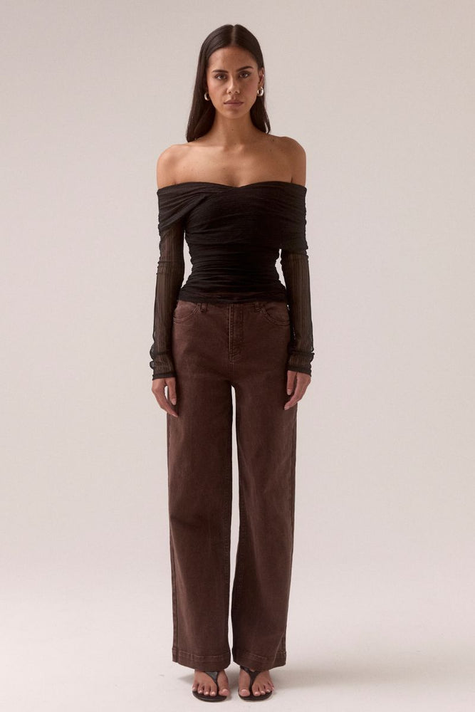 CASCADE MESH TOP - BLACK