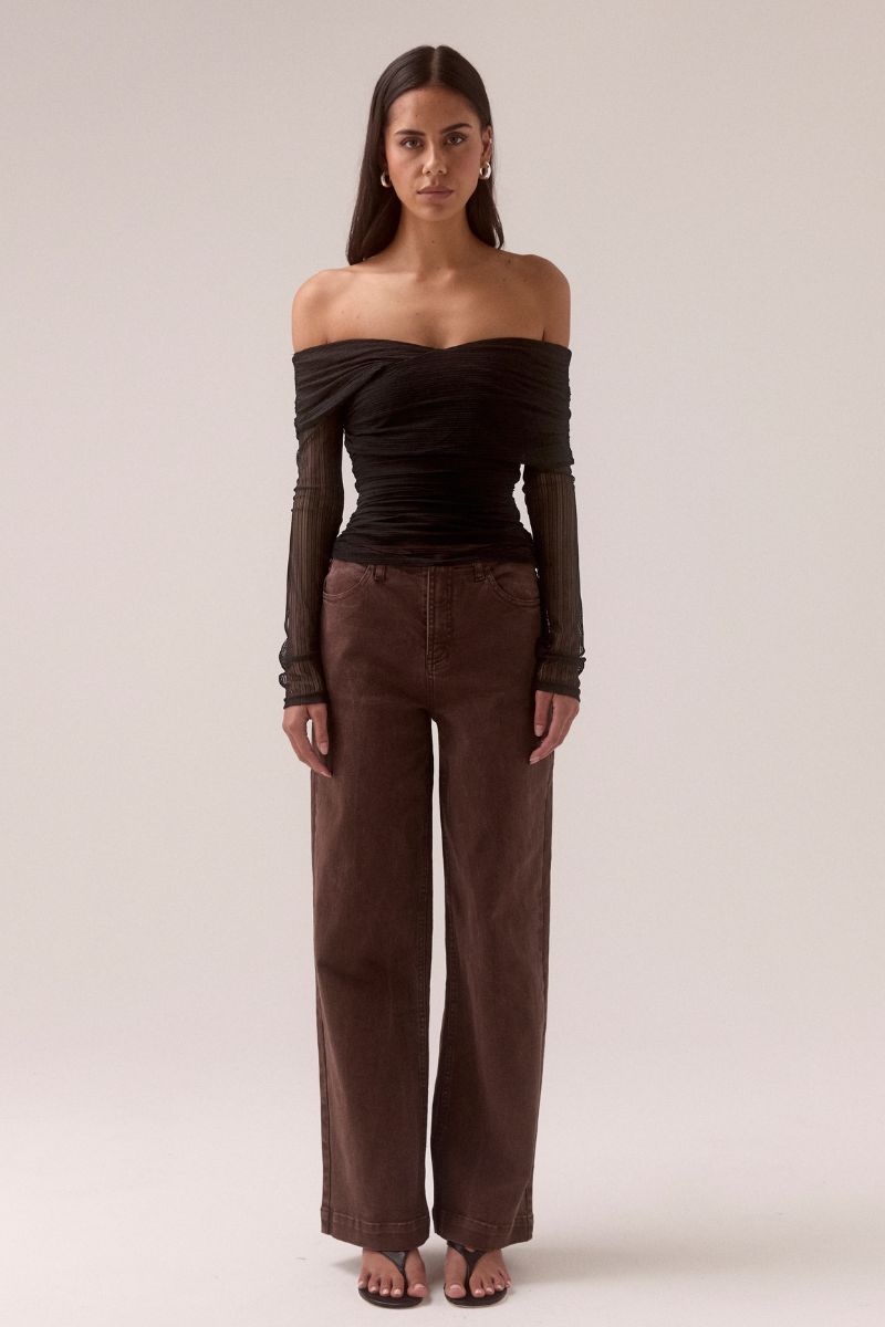 CASCADE MESH TOP - BLACK
