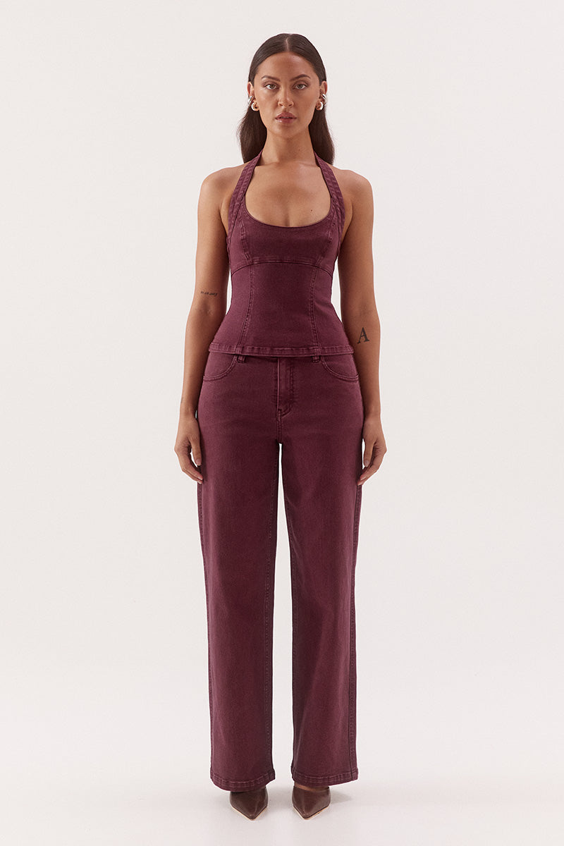 BLAINE DENIM BODICE - VINO