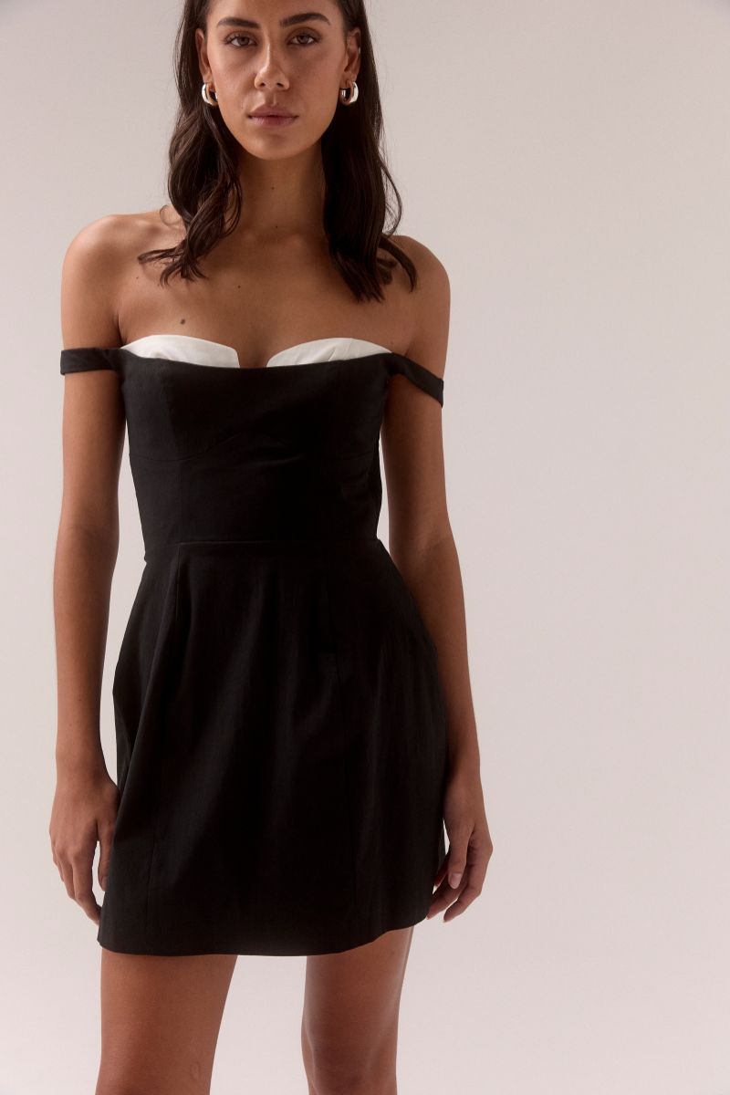 LURE MINI DRESS - BLACK AND WHITE