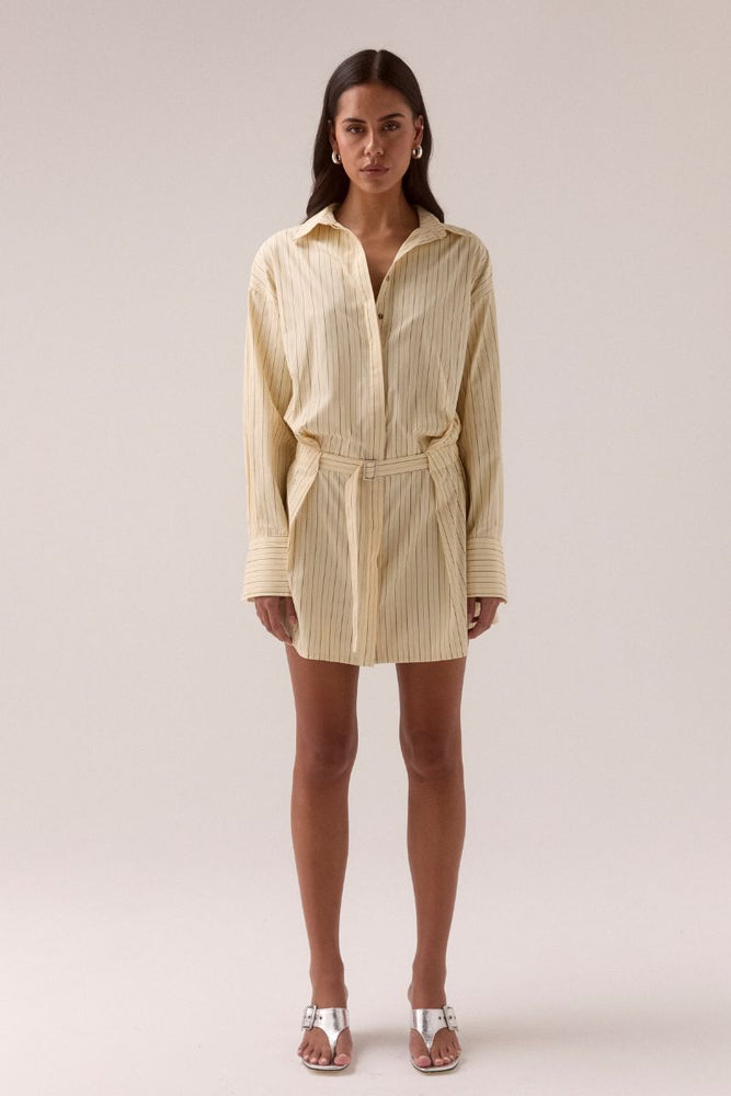 BRYNN SHIRT DRESS - LEMONADE STRIPE