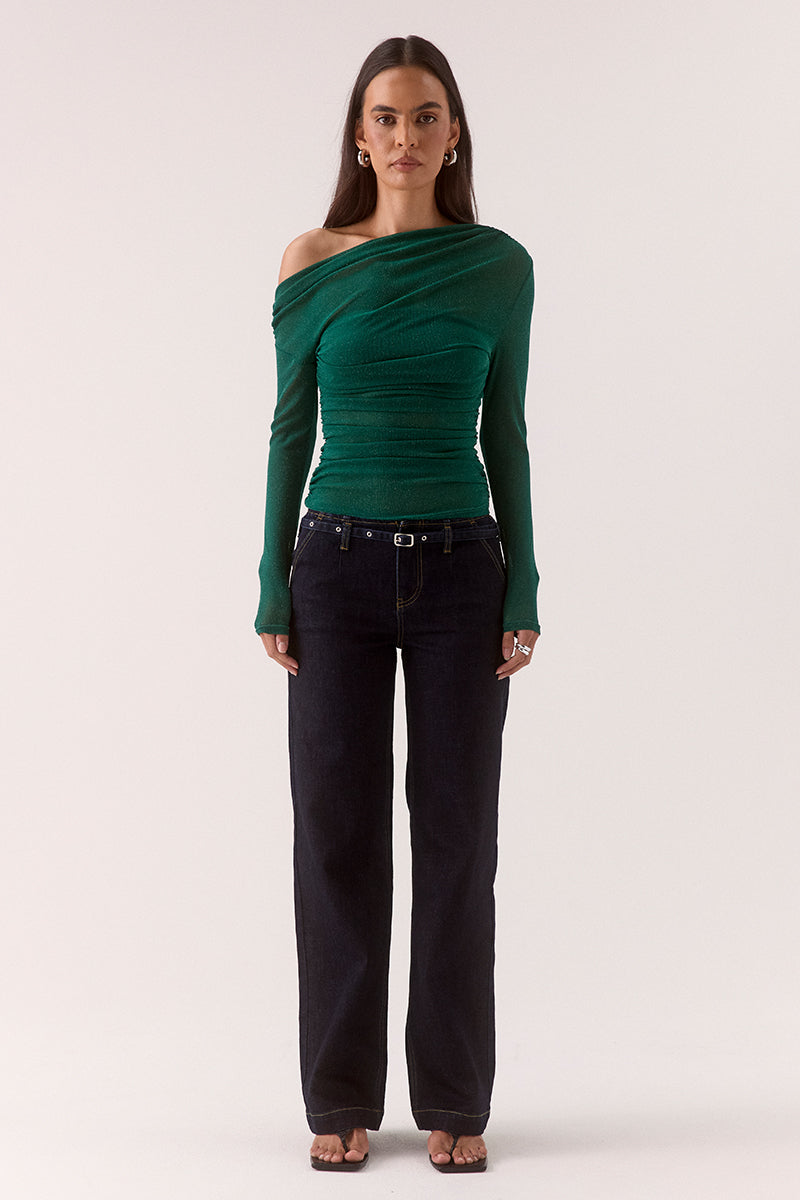 ZEYA LONG SLEEVE TOP - EVERGREEN