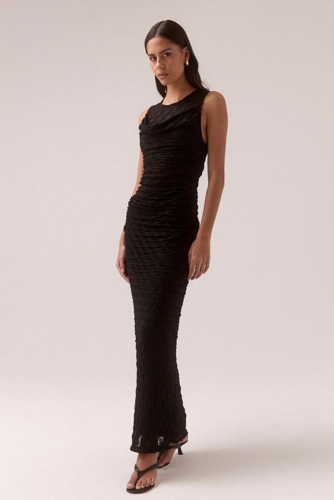 
                      
                        VENUS COWL MESH DRESS-BLACK
                      
                    