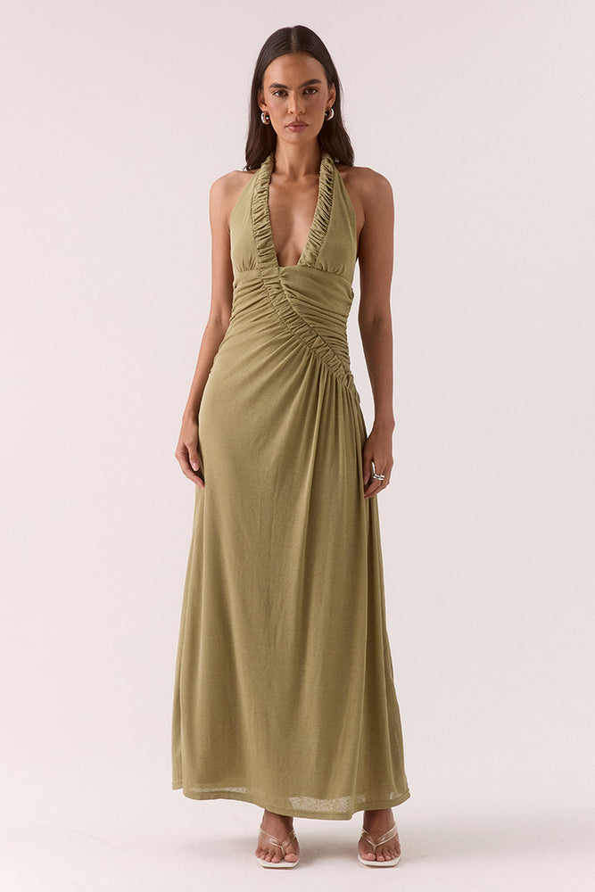 ALORA MAXI DRESS - SOFT OLIVE