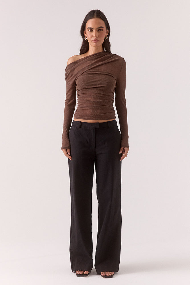 ZEYA LONG SLEEVE TOP - MOCHA