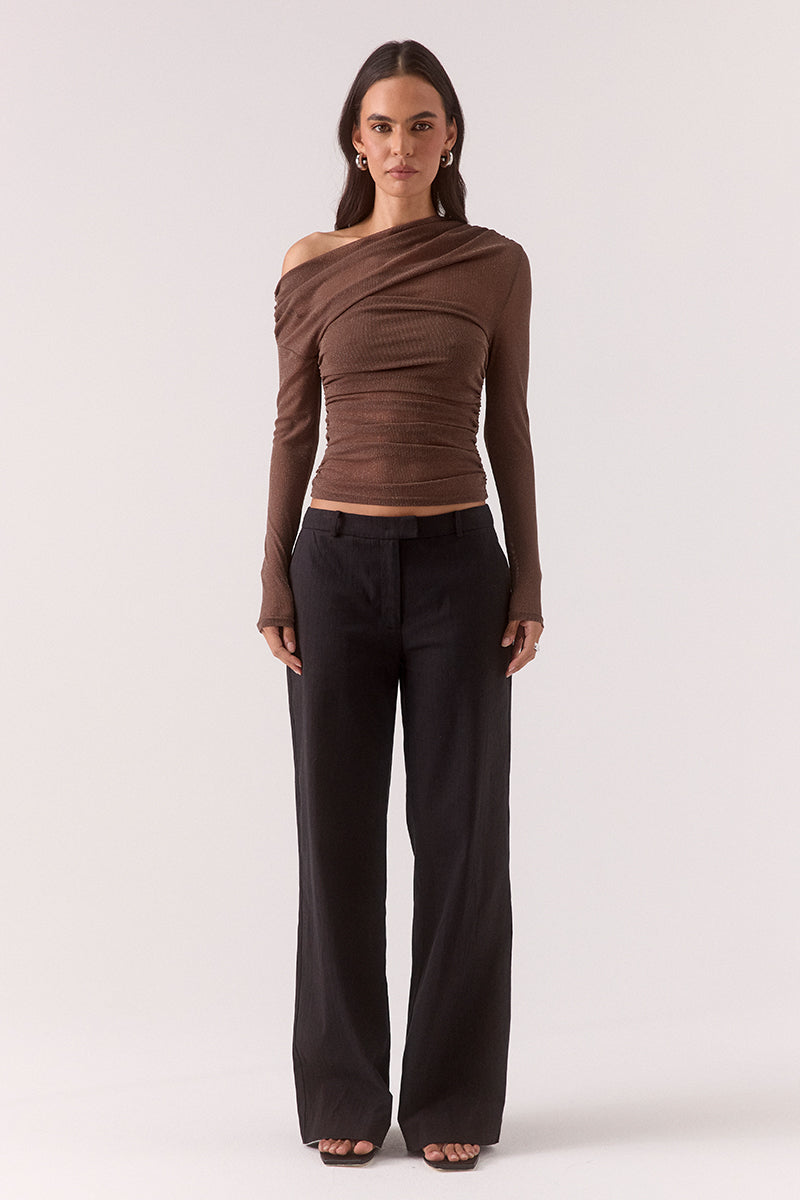 ZEYA LONG SLEEVE TOP - MOCHA