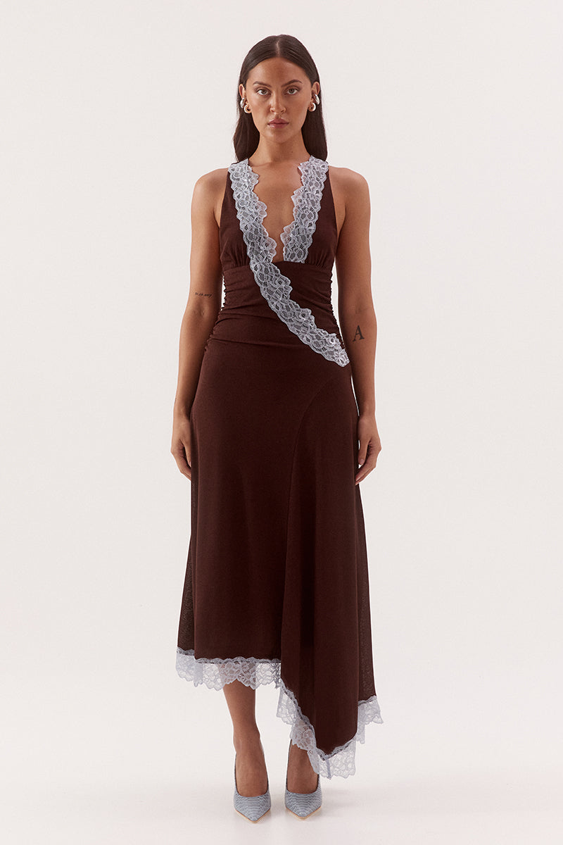 HARLOW DRESS - CHOC/SKY