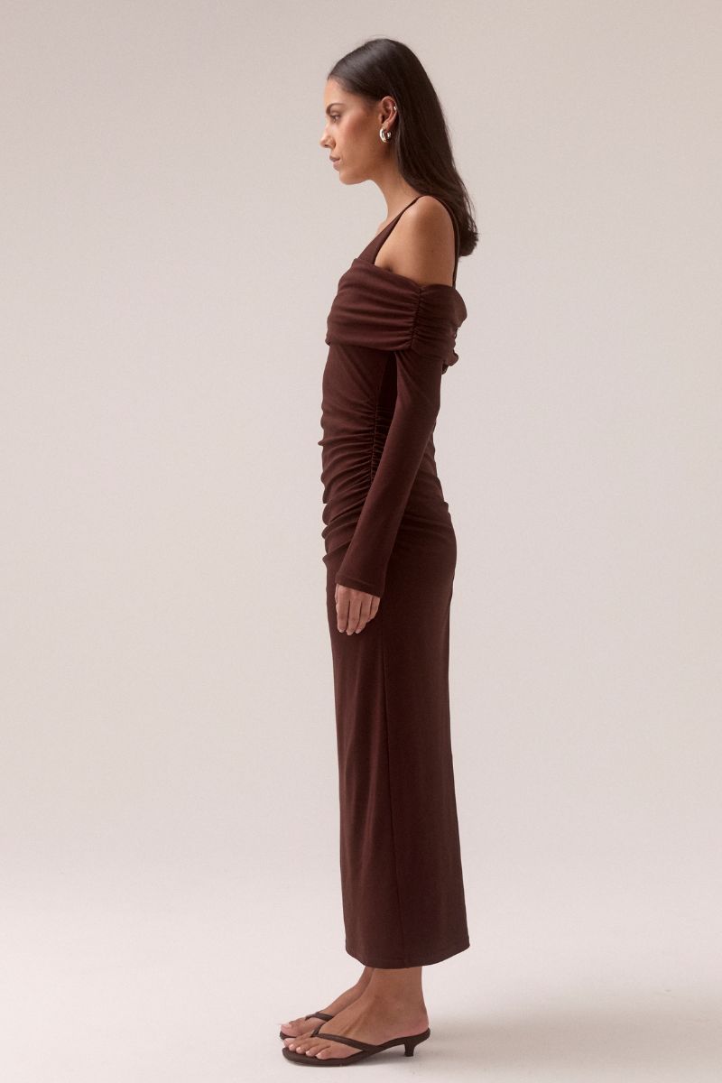 ELAIAN LONG-SLEEVE DRESS - RAISIN
