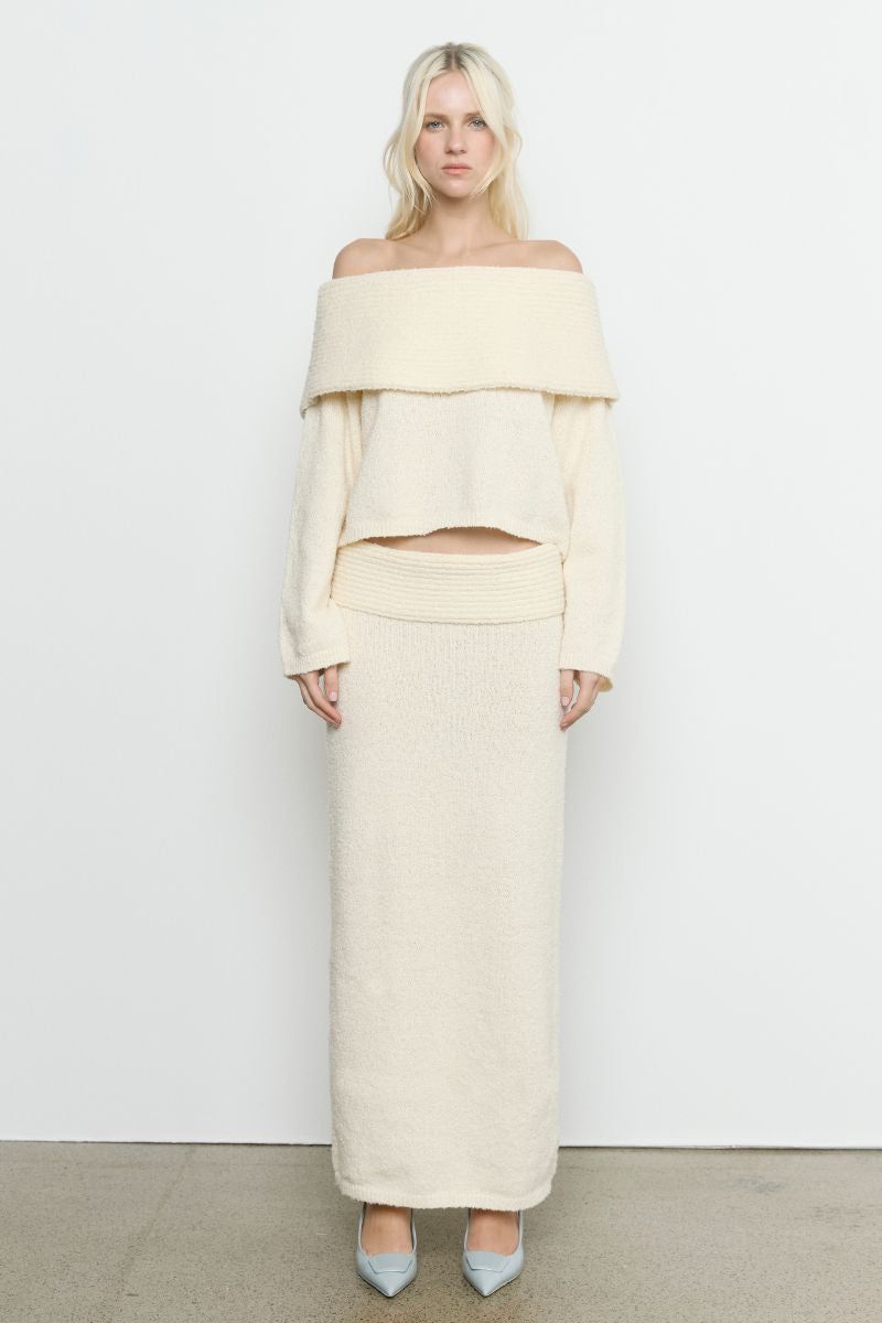 SANNA OFF SHOULDER SWEATER - CREAM