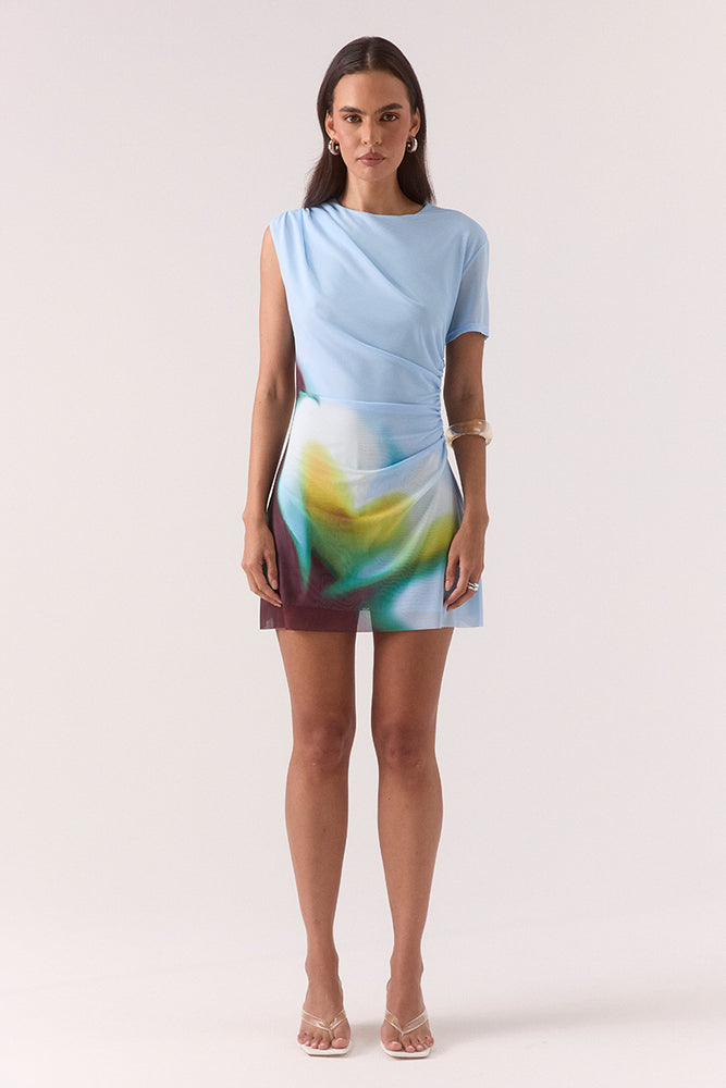 ZINNIA MESH MINI DRESS - AZURE