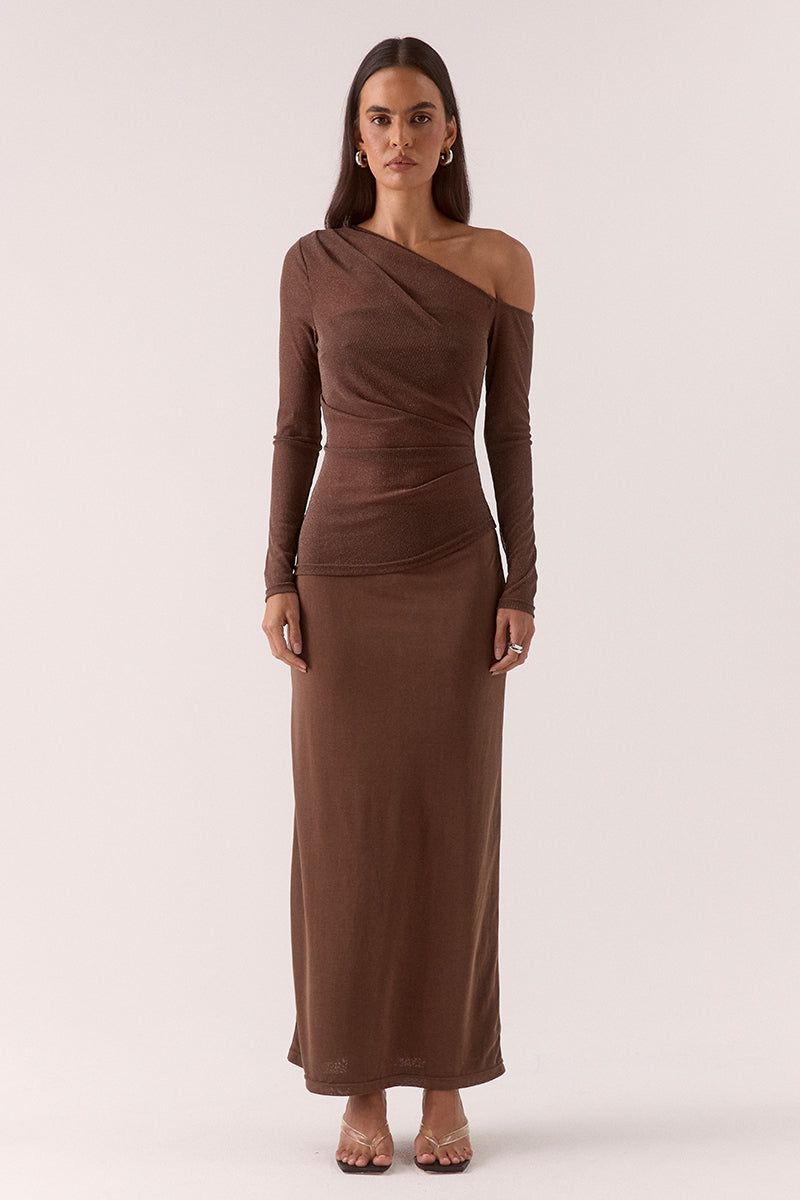 ZEYA LONG SLEEVE DRESS - MOCHA