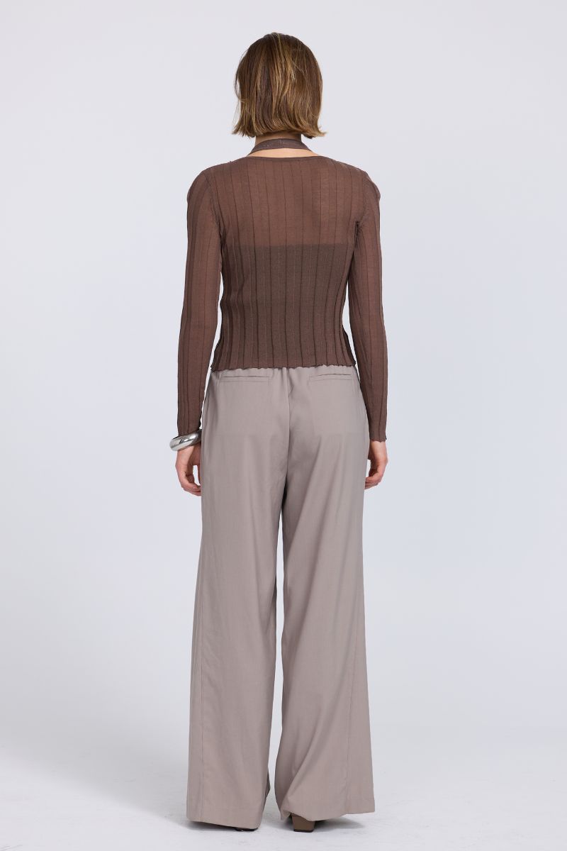 DUALITY KNIT CARDI SET - TRUFFLE