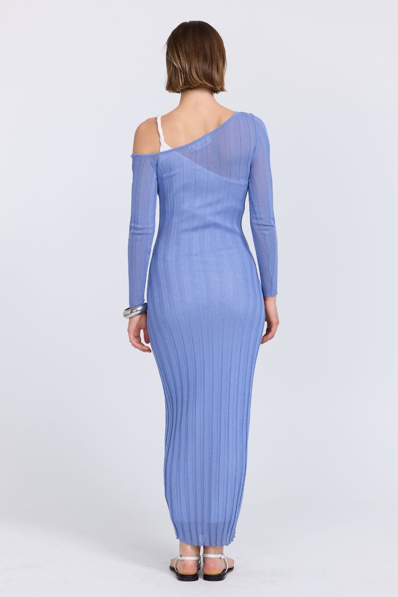 DUALITY LAYERED DRESS - PACIFIC BLUE/OFFWHITE