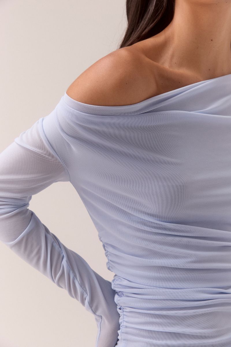MYRIAD COWL LONG SLEEVE - COOL BLUE