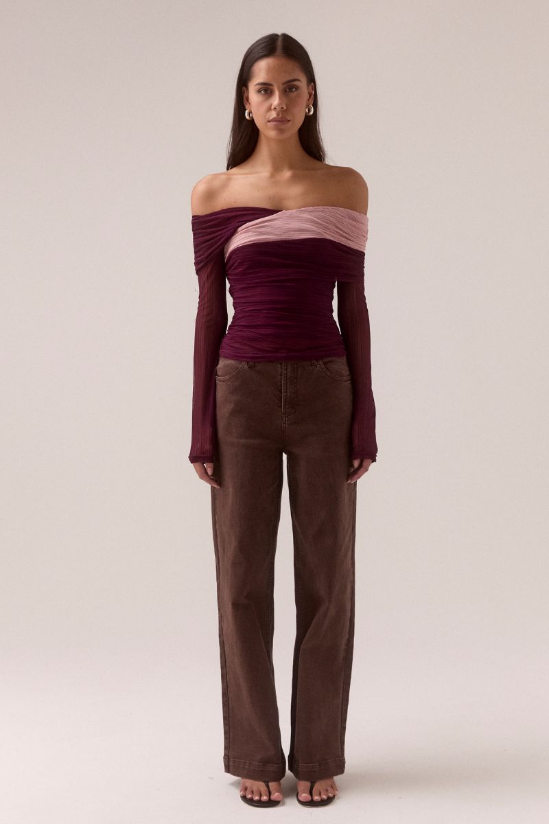 CASCADE MESH TOP - PLUM