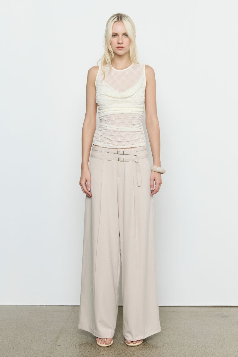 VENUS COWL MESH TOP - CREAM