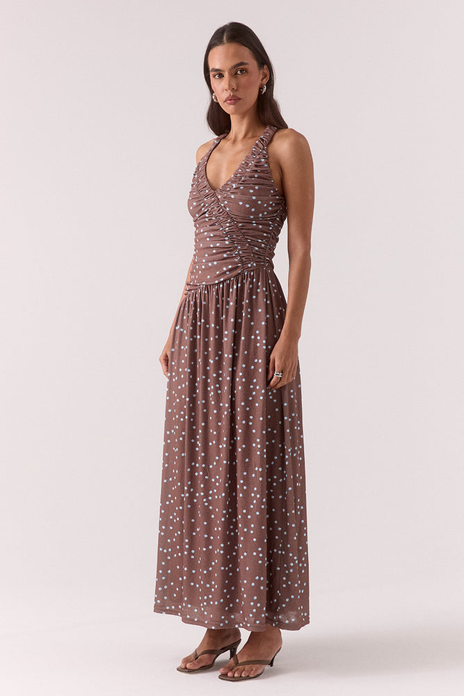 
                      
                        DELILAH MAXI DRESS - MOCHA POLKA DOT
                      
                    