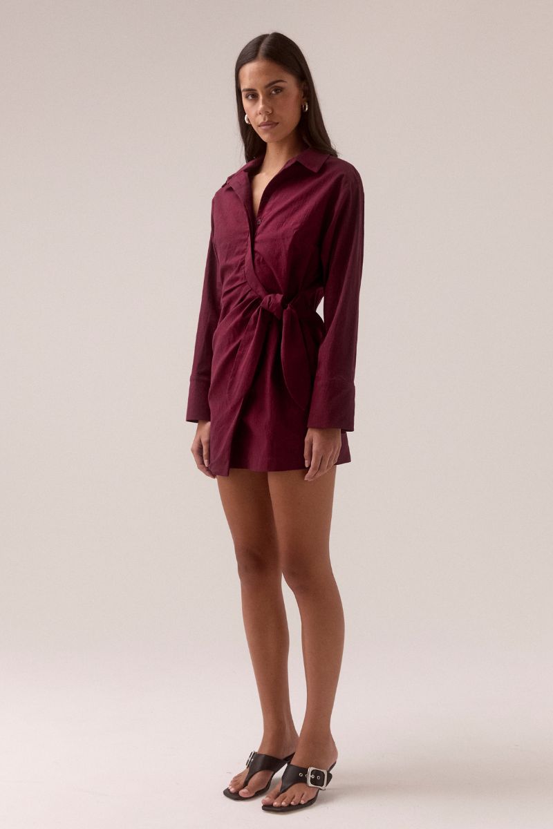 PRIMARY SHIRT DRESS - PLUM