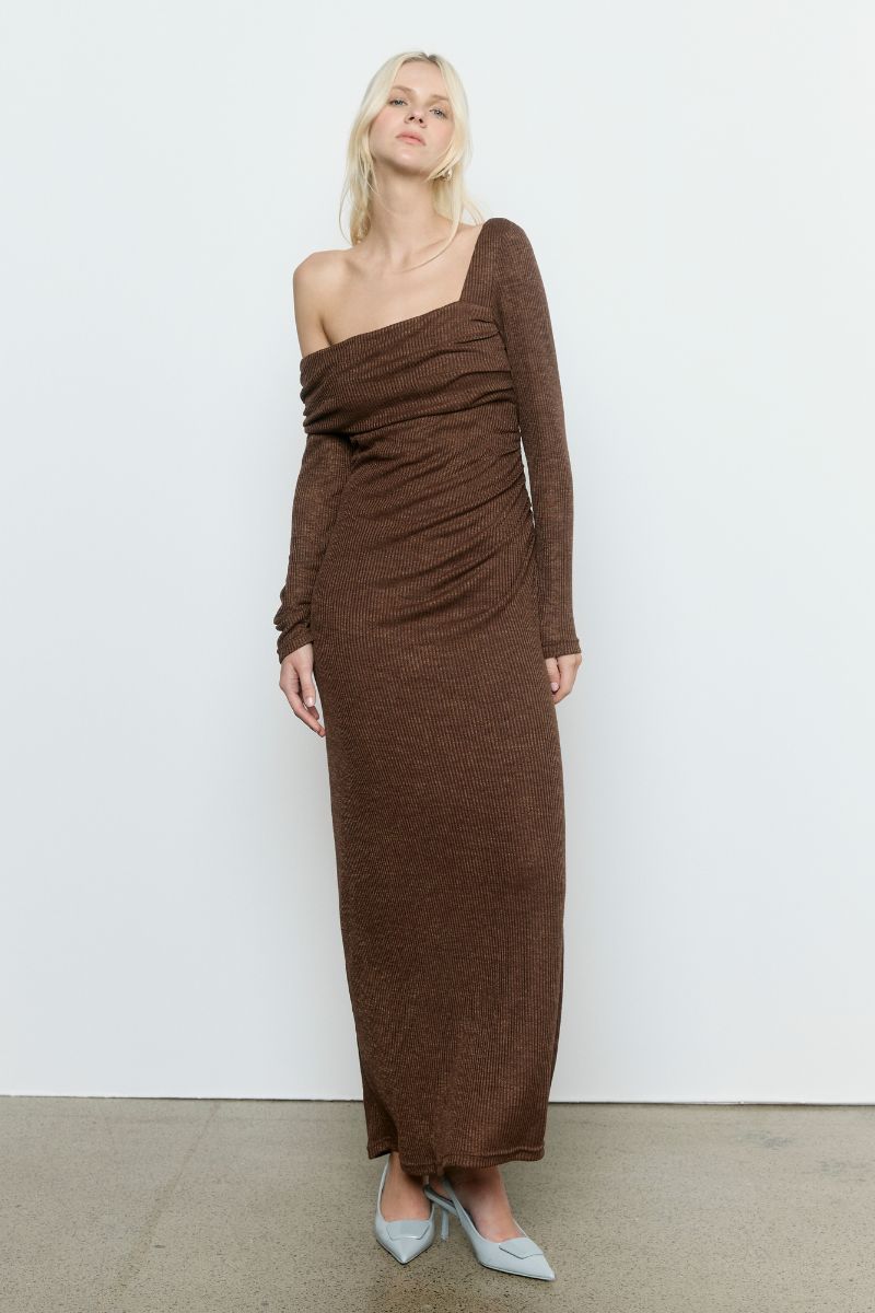 ALIGN ONE SHOULDER DRESS - ESPRESSO
