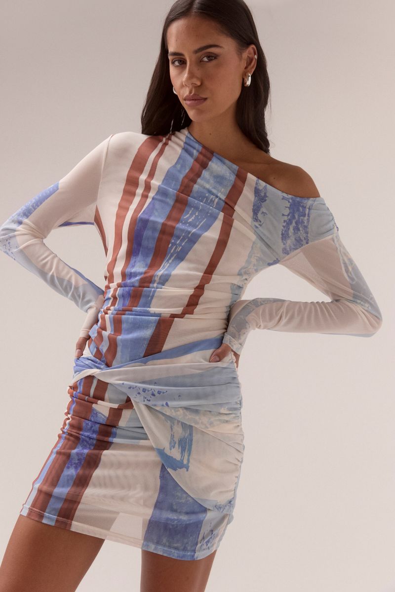 HUNTER MESH MINI DRESS - BLUE SPICE