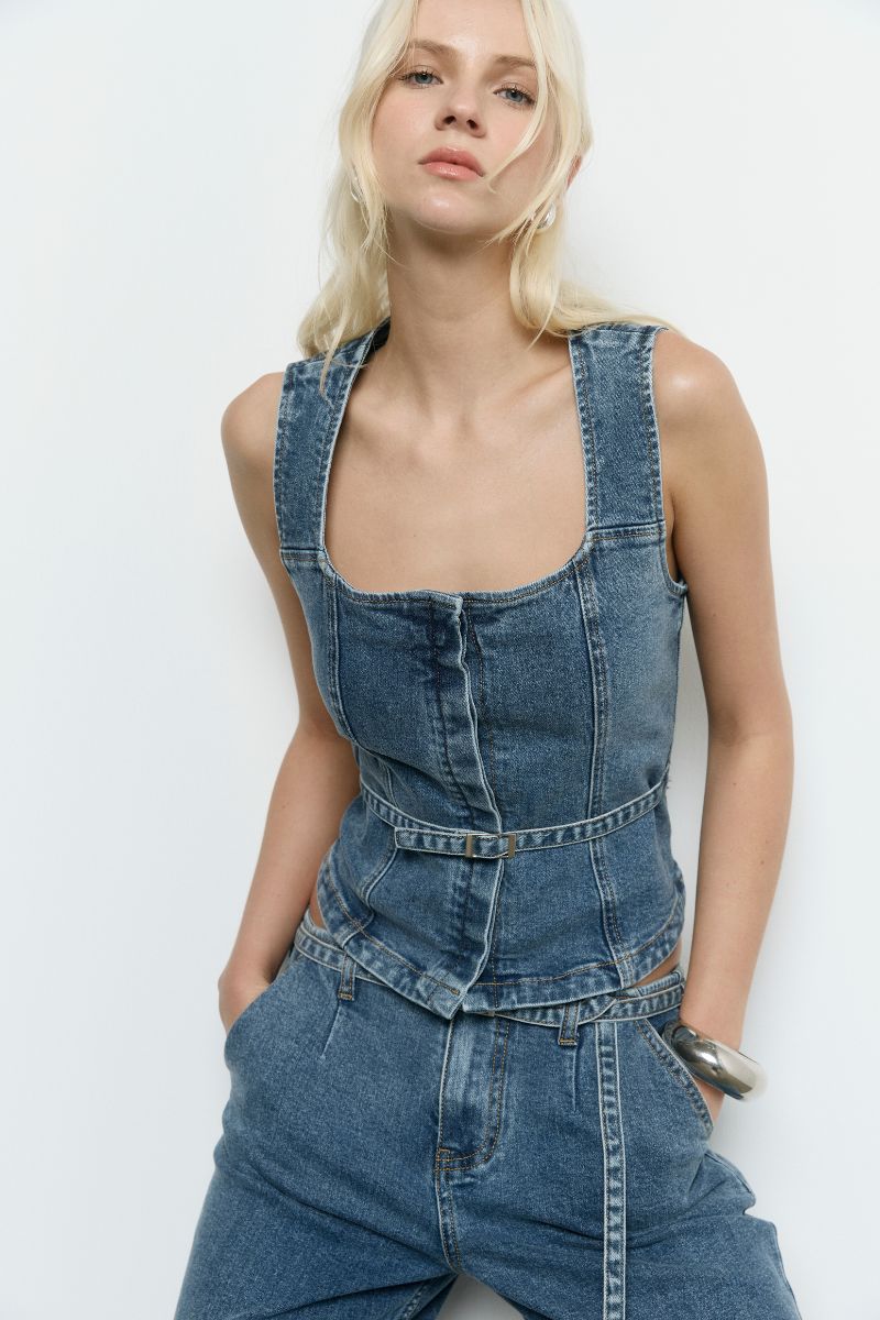 DAWN DENIM BODICE - VINTAGE BLUE