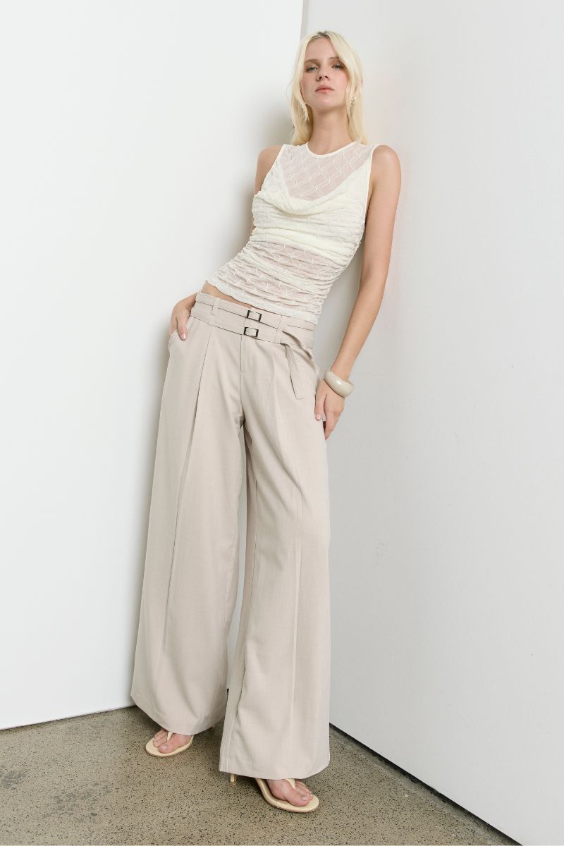 VENUS COWL MESH TOP - CREAM