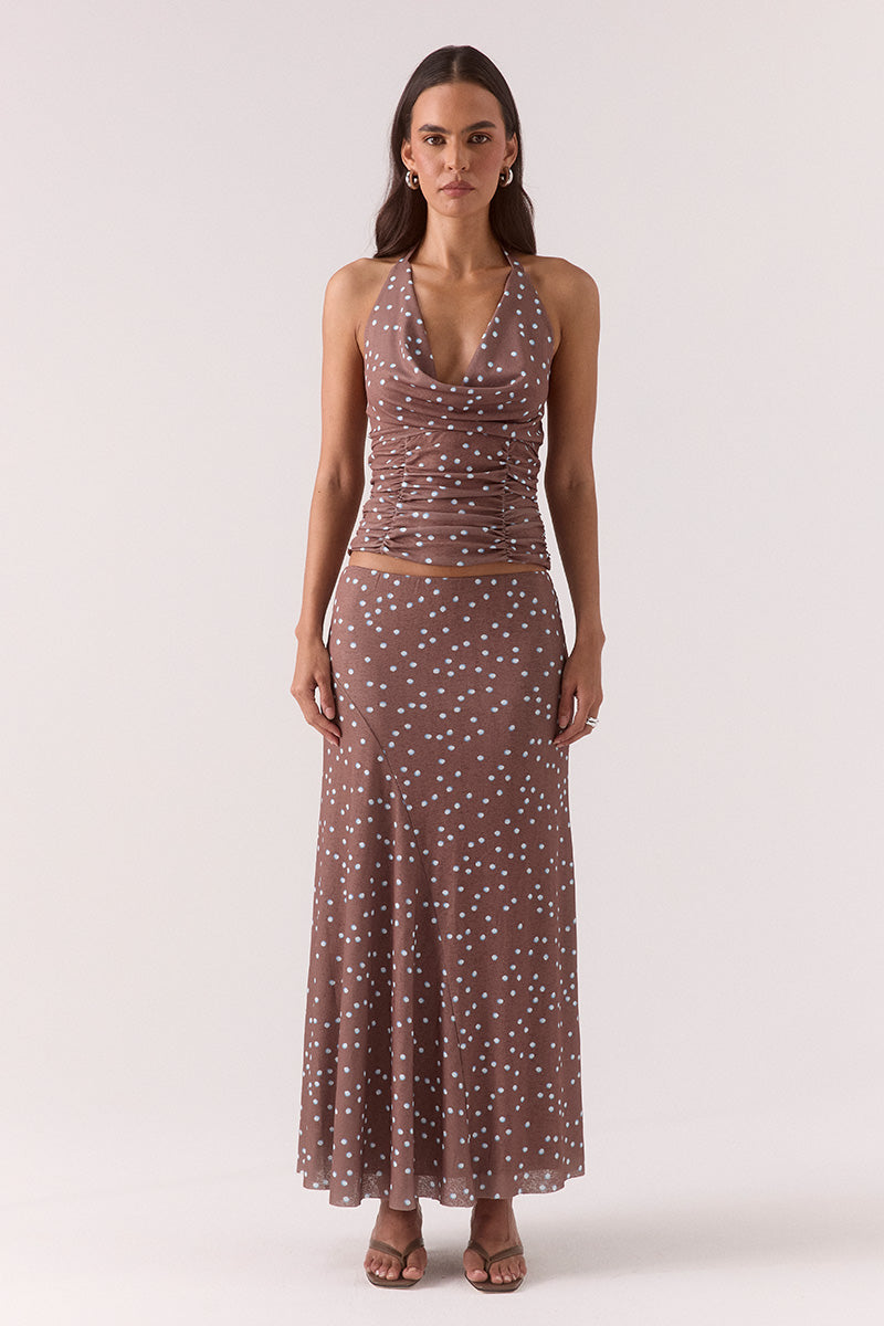 DELILAH SKIRT - MOCHA POLKA DOT