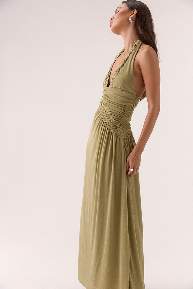 ALORA MAXI DRESS - SOFT OLIVE