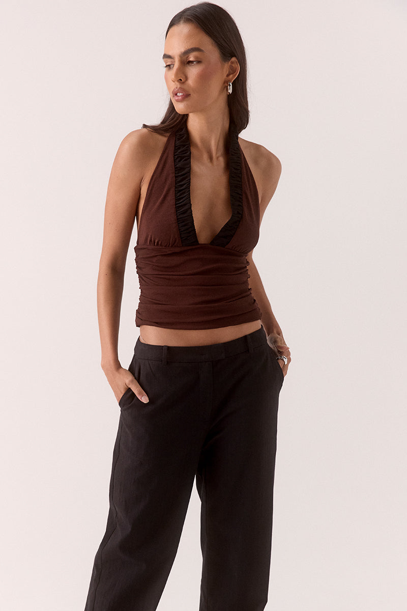 ALORA TOP - GANACHE / BLACK
