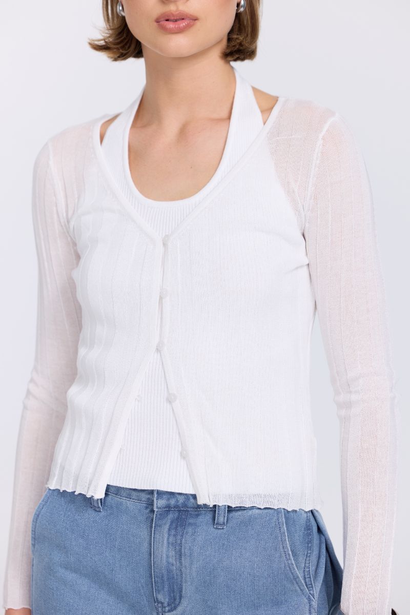 DUALITY KNIT CARDI SET - OFF WHITE