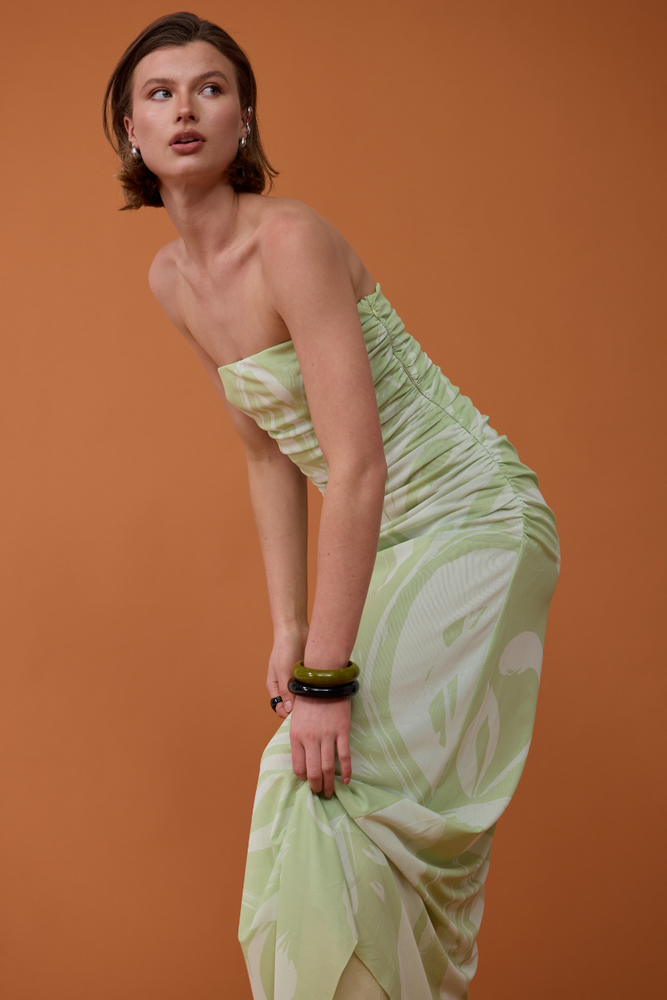 
                      
                        FLORA STRAPLESS DRESS - ALOE
                      
                    