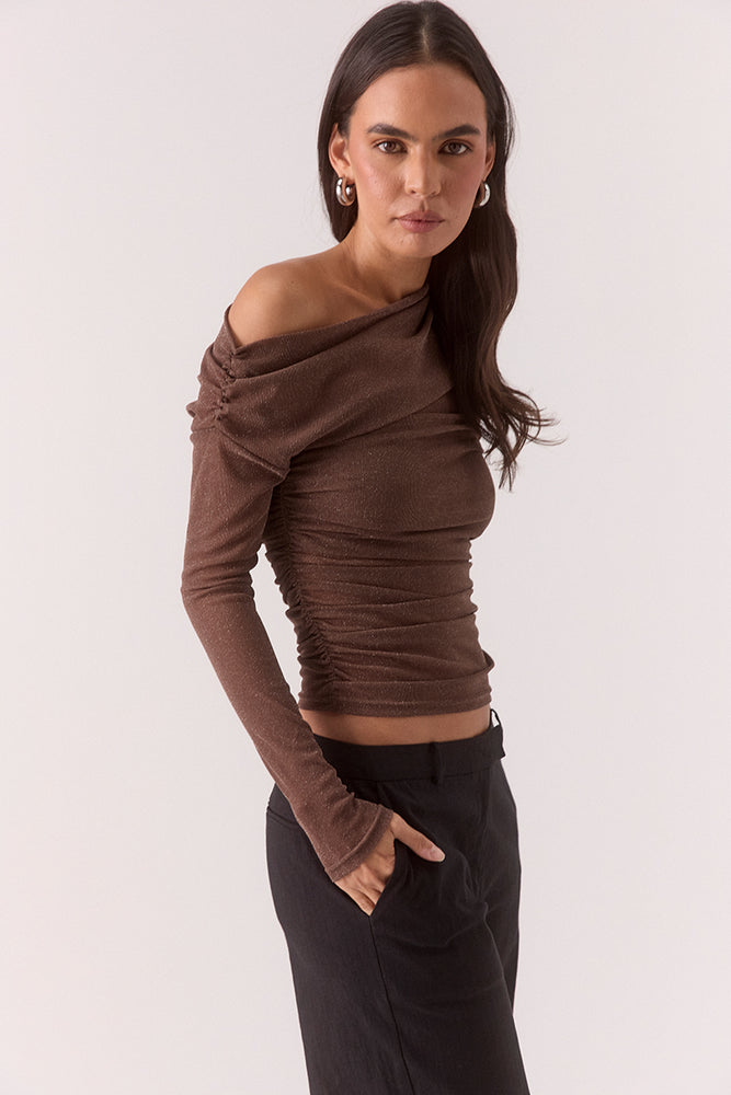 ZEYA LONG SLEEVE TOP - MOCHA