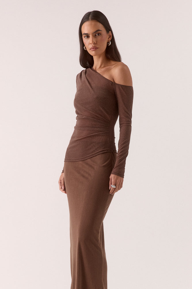 ZEYA LONG SLEEVE DRESS - MOCHA
