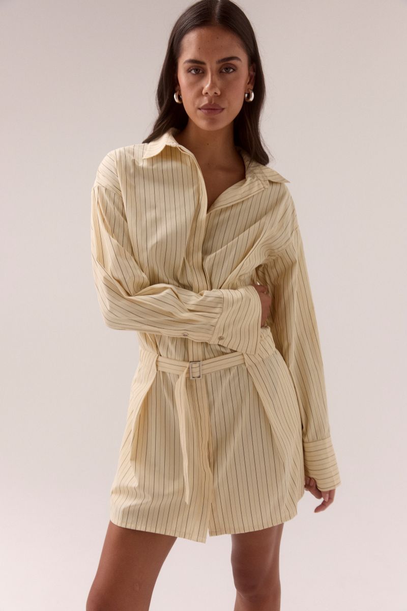 BRYNN SHIRT DRESS - LEMONADE STRIPE
