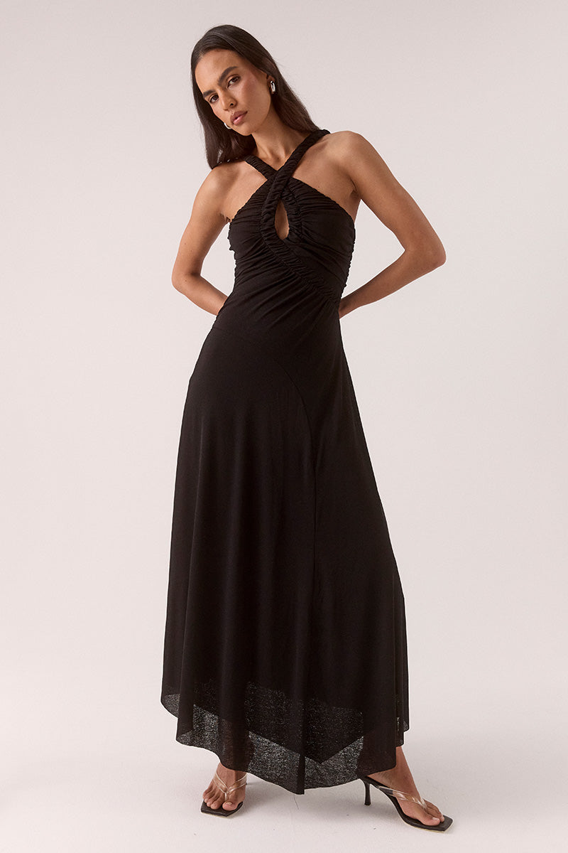 ALORA MIDI DRESS - BLACK