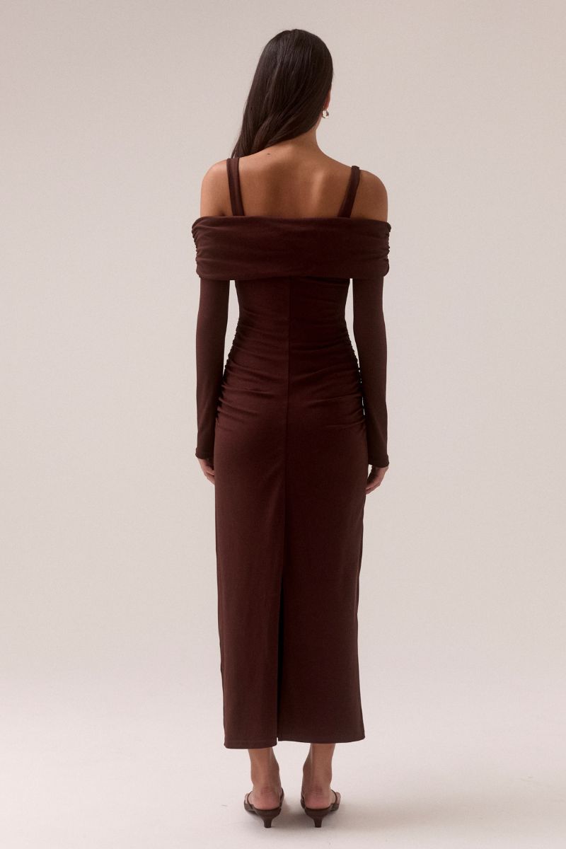 ELAIAN LONG-SLEEVE DRESS - RAISIN