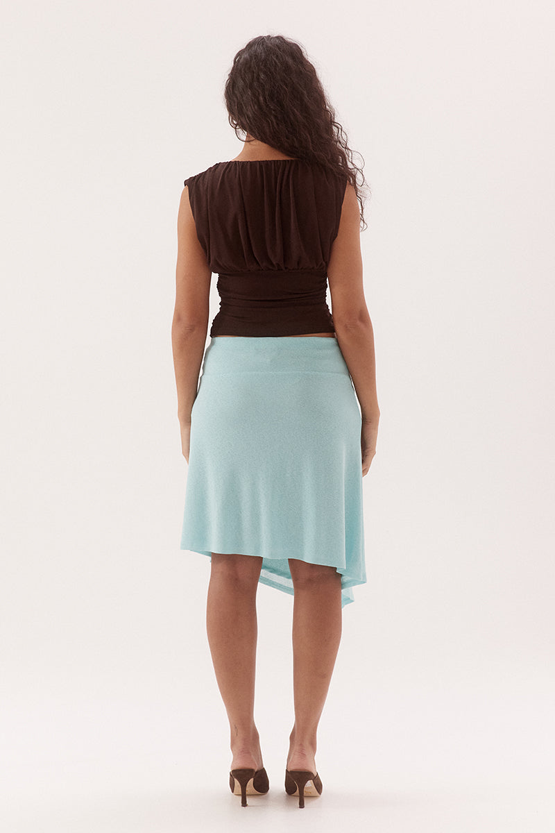 Empire line cami top in stretch textured mesh with sweetheart neckline and gathered bust panel